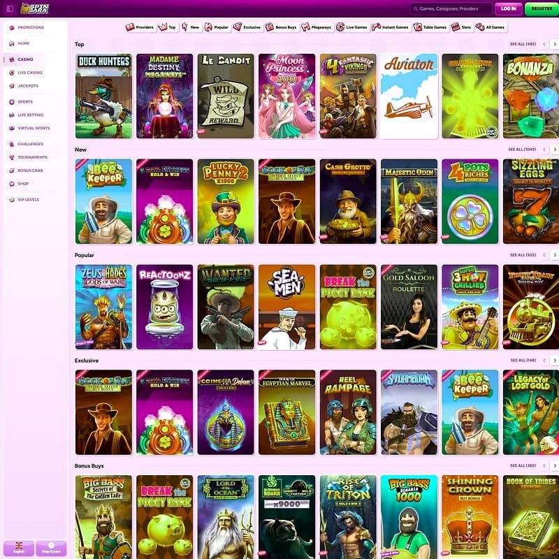 Spinbara arnaque ou fiable ? – Catalogue et providers : 12 000 jeux, mais sans Pragmatic Play